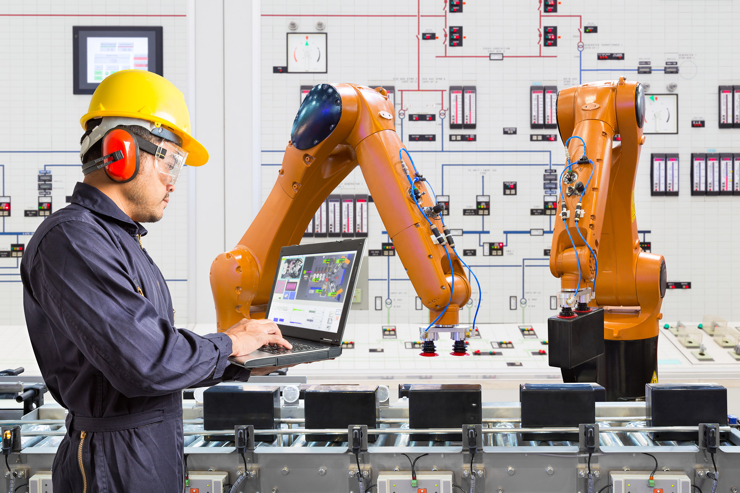 Industrie robotarm aan lopende band